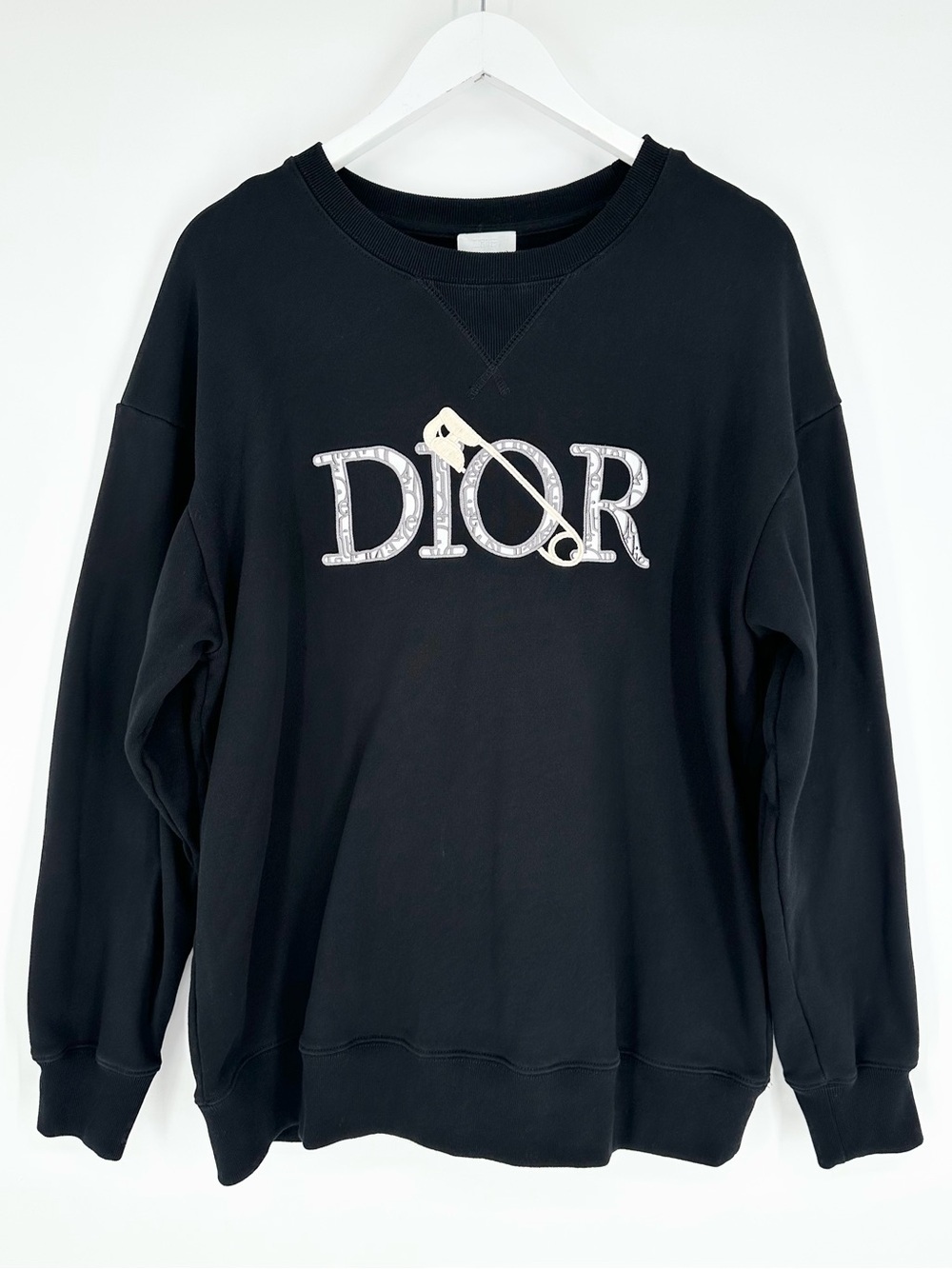 Dior Embroidered Logo Judy Blame Safety Pin Black Sweatshirt